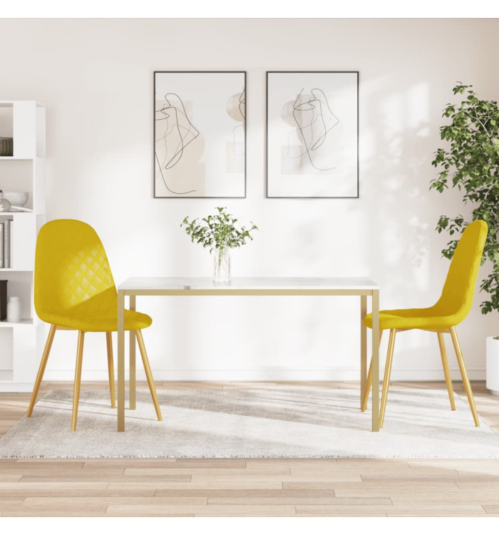 Chaises à manger lot de 2 Jaune moutarde Velours | Mobilier & Déco