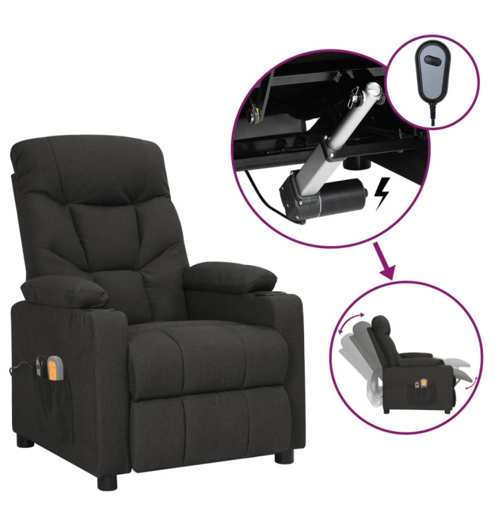 Fauteuil électrique de massage Noir Tissu | Mobilier & Déco