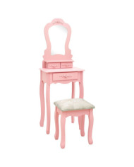Ensemble de coiffeuse avec tabouret Rose 50x59x136 cm Paulownia | Mobilier & Déco