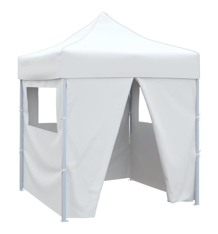 Tente de réception pliable avec 4 parois 2x2 m Acier Blanc | Mobilier & Déco