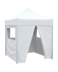 Tente de réception pliable avec 4 parois 2x2 m Acier Blanc | Mobilier & Déco