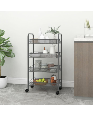 Chariot de cuisine à 4 niveaux Gris 46x26x85 cm Fer | Mobilier & Déco