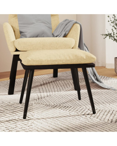Repose-pied Crème 45x29,5x35 cm Tissu et similicuir | Mobilier & Déco