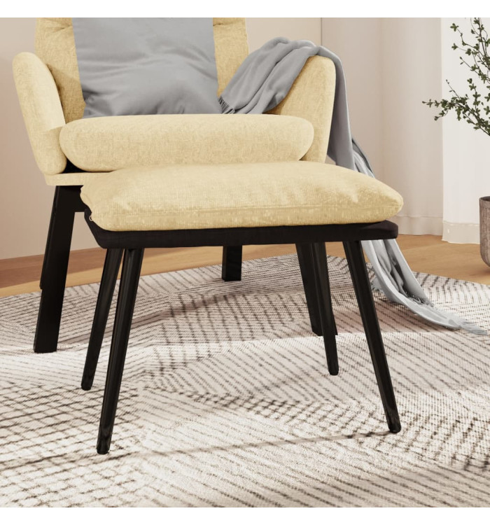 Repose-pied Crème 45x29,5x35 cm Tissu et similicuir | Mobilier & Déco