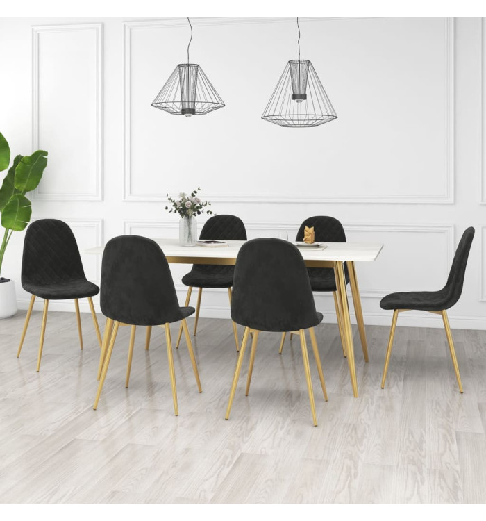Chaises à manger lot de 6 noir velours | Mobilier & Déco