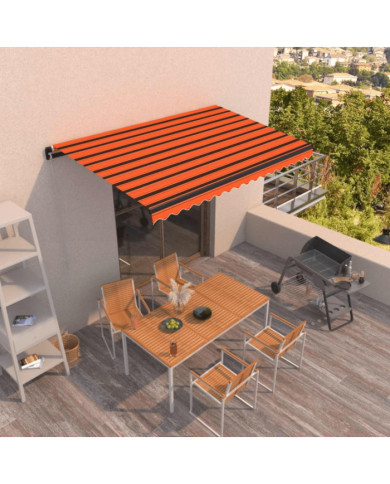 Auvent manuel rétractable 450x350 cm Orange et marron | Mobilier & Déco