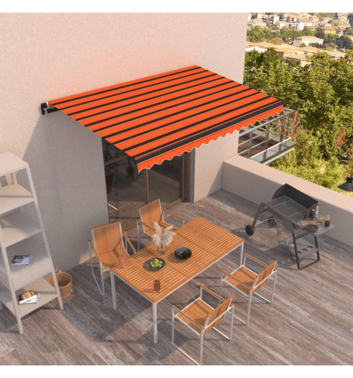Auvent manuel rétractable 450x350 cm Orange et marron | Mobilier & Déco