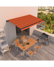 Auvent manuel rétractable 450x350 cm Orange et marron | Mobilier & Déco