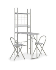 Ensemble à dîner pliant 3 pcs et étagère de rangement MDF acier | Mobilier & Déco