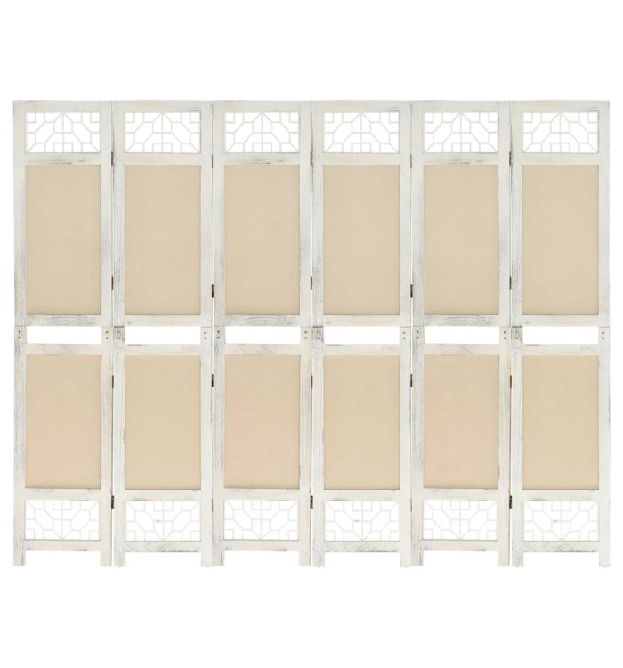 Cloison de séparation 6 panneaux Crème 210x165 cm Tissu | Mobilier & Déco