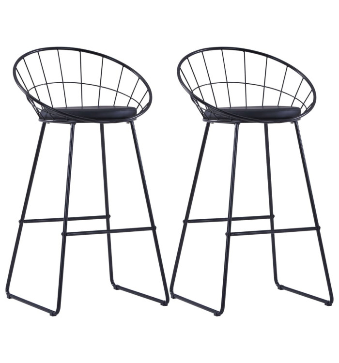 Chaises de bar lot de 2 noir similicuir | Mobilier & Déco