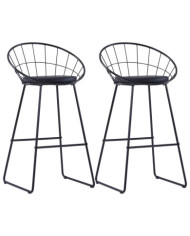 Chaises de bar lot de 2 noir similicuir | Mobilier & Déco