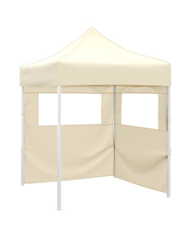 Tente de réception pliable avec 2 parois 2x2 m Acier Crème | Mobilier & Déco