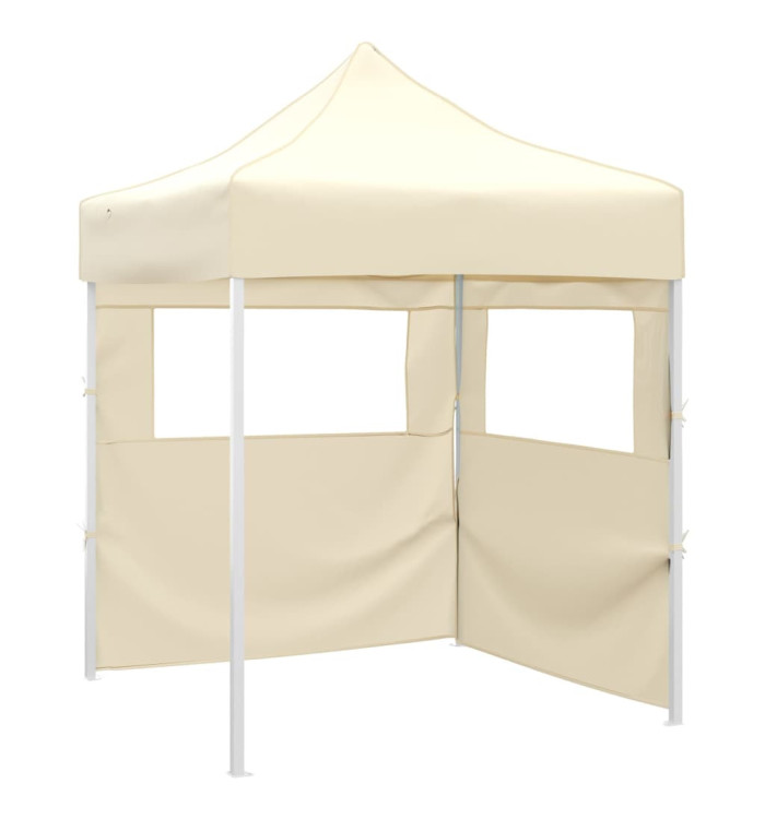 Tente de réception pliable avec 2 parois 2x2 m Acier Crème | Mobilier & Déco