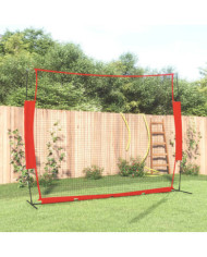 Filet de baseball portable rouge et noir 369x107x271 cm | Mobilier & Déco