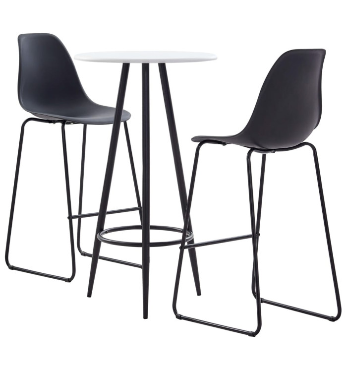 Ensemble de bar 3 pcs Plastique Noir | Mobilier & Déco