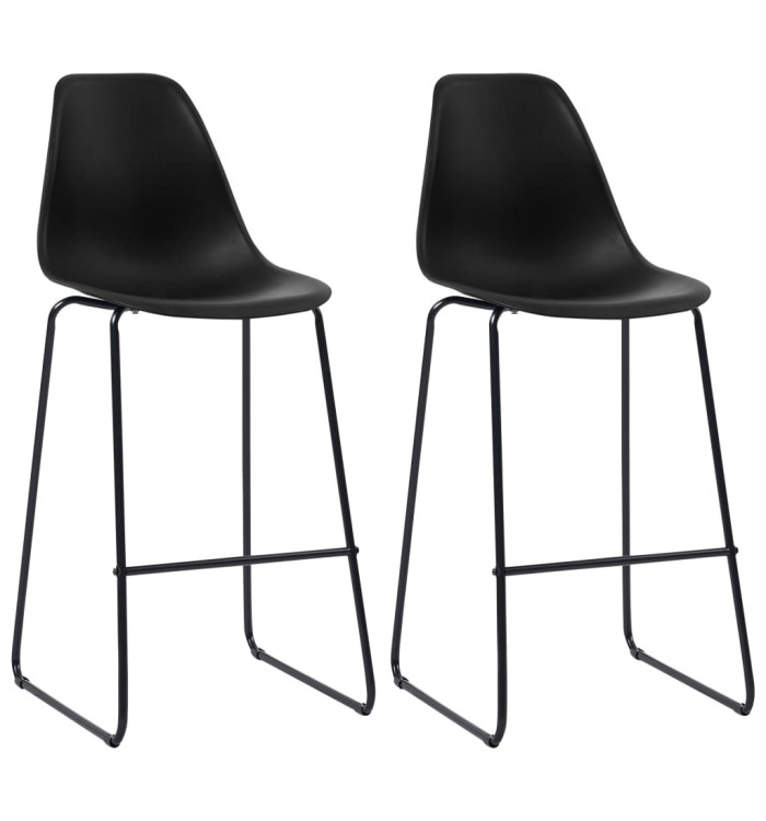 Chaises de bar lot de 2 noir plastique | Mobilier & Déco