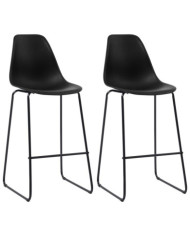 Chaises de bar lot de 2 noir plastique | Mobilier & Déco