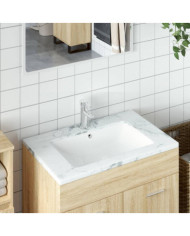 Évier de salle de bain blanc 60x40x21cm rectangulaire céramique | Mobilier & Déco