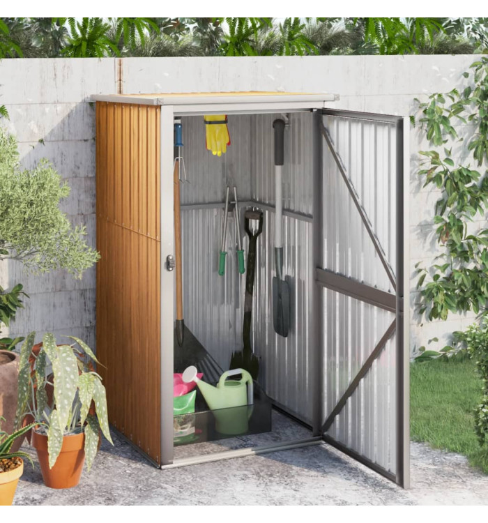Abri à outils de jardin marron 88x89x161 cm acier galvanisé | Mobilier & Déco