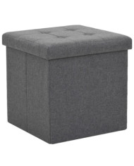 Tabouret de rangement pliable Gris foncé Faux lin | Mobilier & Déco