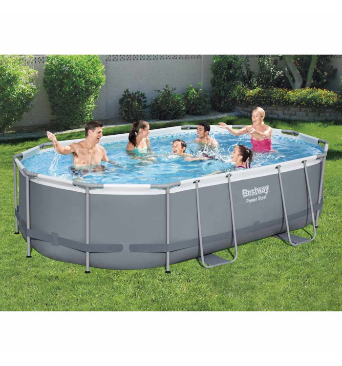Bestway Ensemble de piscine Power Steel Ovale 488x305x107 cm | Mobilier & Déco