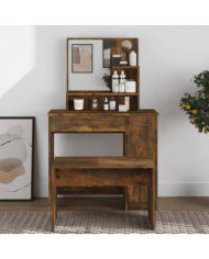 Coiffeuse avec miroir Chêne fumé 86,5x35x136 cm | Mobilier & Déco
