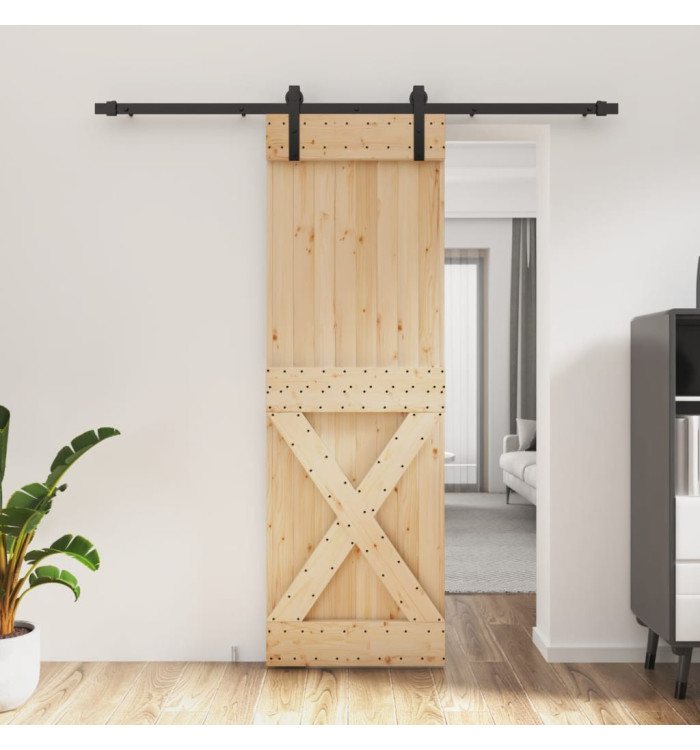 Porte coulissante et kit de quincaillerie 70x210 cm pin massif | Mobilier & Déco