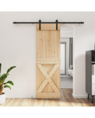 Porte coulissante et kit de quincaillerie 70x210 cm pin massif | Mobilier & Déco