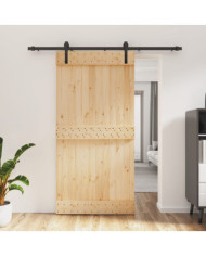 Porte coulissante et kit de quincaillerie 100x210 cm pin massif | Mobilier & Déco