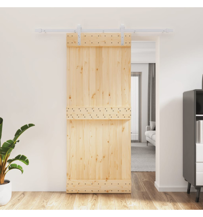 Porte coulissante et kit de quincaillerie 85x210 cm pin massif | Mobilier & Déco