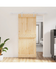Porte coulissante et kit de quincaillerie 85x210 cm pin massif | Mobilier & Déco