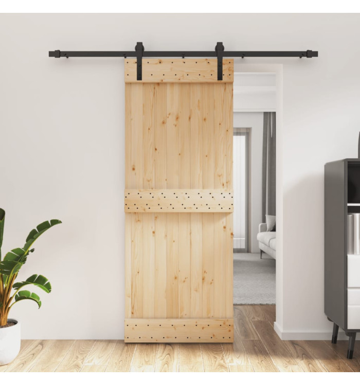 Porte coulissante et kit de quincaillerie 80x210 cm pin massif | Mobilier & Déco