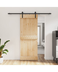 Porte coulissante et kit de quincaillerie 80x210 cm pin massif | Mobilier & Déco
