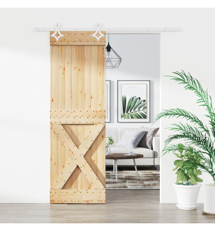 Porte coulissante et kit de quincaillerie 70x210 cm pin massif | Mobilier & Déco