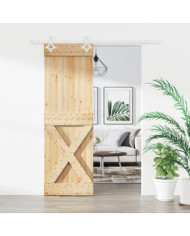 Porte coulissante et kit de quincaillerie 70x210 cm pin massif | Mobilier & Déco