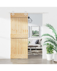 Porte coulissante et kit de quincaillerie 80x210 cm pin massif | Mobilier & Déco