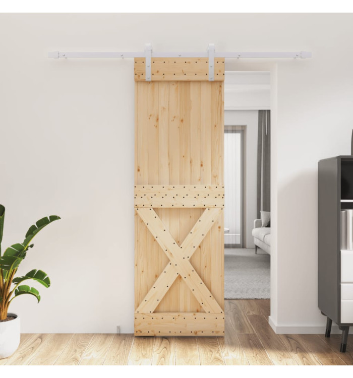 Porte coulissante et kit de quincaillerie 70x210 cm pin massif | Mobilier & Déco