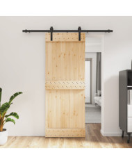 Porte coulissante et kit de quincaillerie 80x210 cm pin massif | Mobilier & Déco