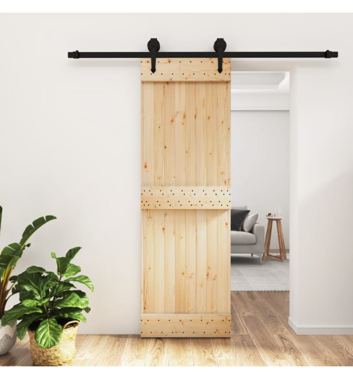 Porte coulissante et kit de quincaillerie 70x210 cm pin massif | Mobilier & Déco
