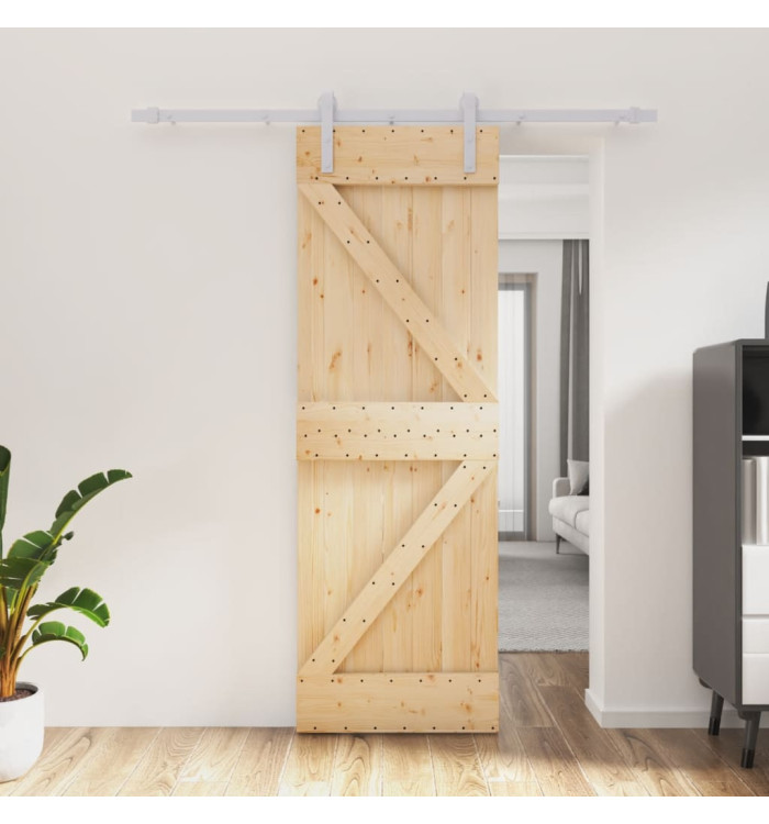 Porte coulissante et kit de quincaillerie 70x210 cm pin massif | Mobilier & Déco