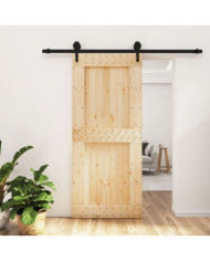 Porte coulissante et kit de quincaillerie 90x210 cm pin massif | Mobilier & Déco