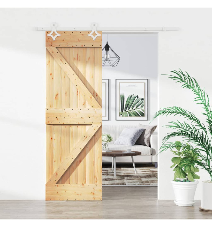 Porte coulissante et kit de quincaillerie 70x210 cm pin massif | Mobilier & Déco
