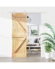 Porte coulissante et kit de quincaillerie 70x210 cm pin massif | Mobilier & Déco