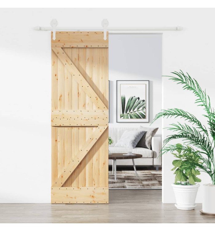 Porte coulissante et kit de quincaillerie 70x210 cm pin massif | Mobilier & Déco