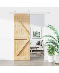 Porte coulissante et kit de quincaillerie 70x210 cm pin massif | Mobilier & Déco