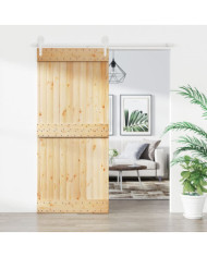 Porte coulissante et kit de quincaillerie 90x210 cm pin massif | Mobilier & Déco