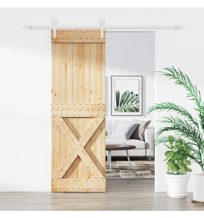 Porte coulissante et kit de quincaillerie 70x210 cm pin massif | Mobilier & Déco