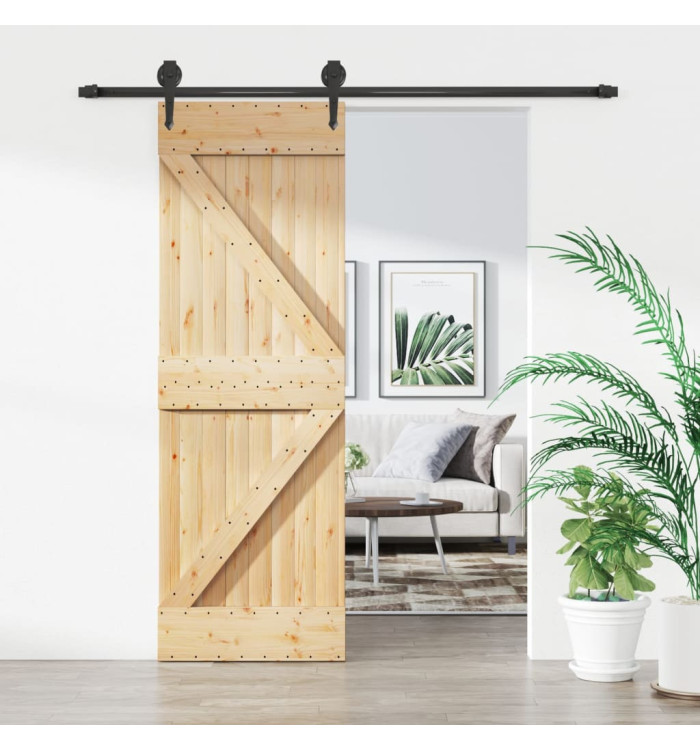 Porte coulissante et kit de quincaillerie 70x210 cm pin massif | Mobilier & Déco