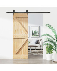 Porte coulissante et kit de quincaillerie 70x210 cm pin massif | Mobilier & Déco